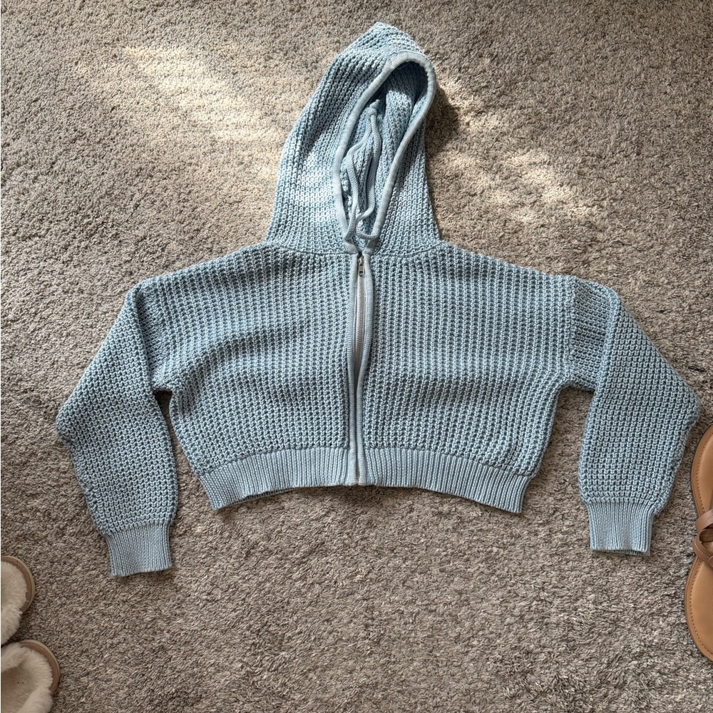 Haute Hippie Light Blue Knit Hoodie